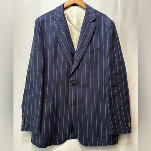 Suitsupply Blazer & Vest Men 44L Havana Patch HL Irish Linen Blue Sport Coat
